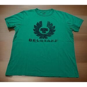 Belstaff England Phoenix Logo Graphic T Shirt Green Mens S Moto Biker Tee
